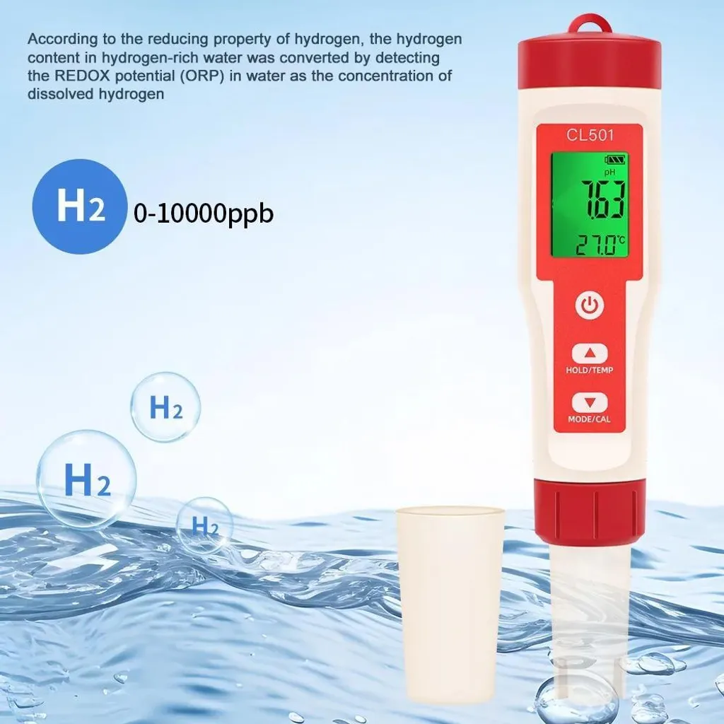 Analyseur d'eau pour aquarium et aquaculture 5 en 1 - pH et Chlore