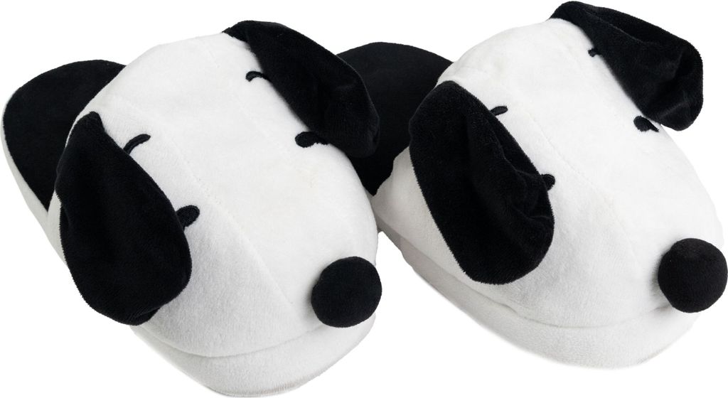The Peanuts Snoopy 3D Hausschuhe mit Wackelohren für Damen und Herren - Uni Puschen Schlappen Slipper Pantoffeln Weiß Schwarz 41-43