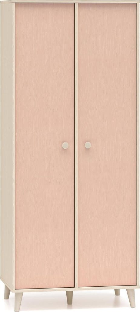 FURNLUX Kinderkleiderschrank Mevel Rosa Und Beige 80cm / Hauptfarbe: Rosa / Abmessungen: 80 x 190 x 51 cm