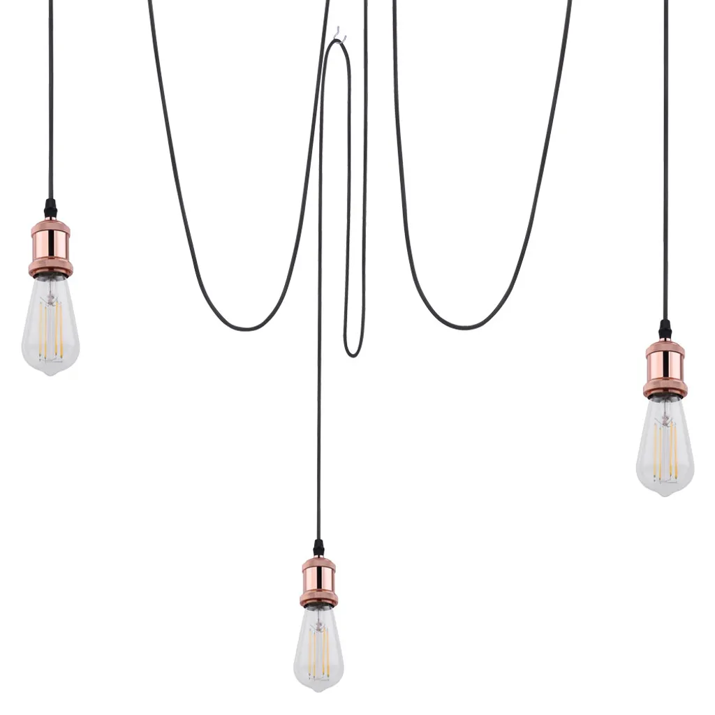 Lampe à suspendre 3 feux métal cuivré brillant Globo Lighting culot E27 - 5