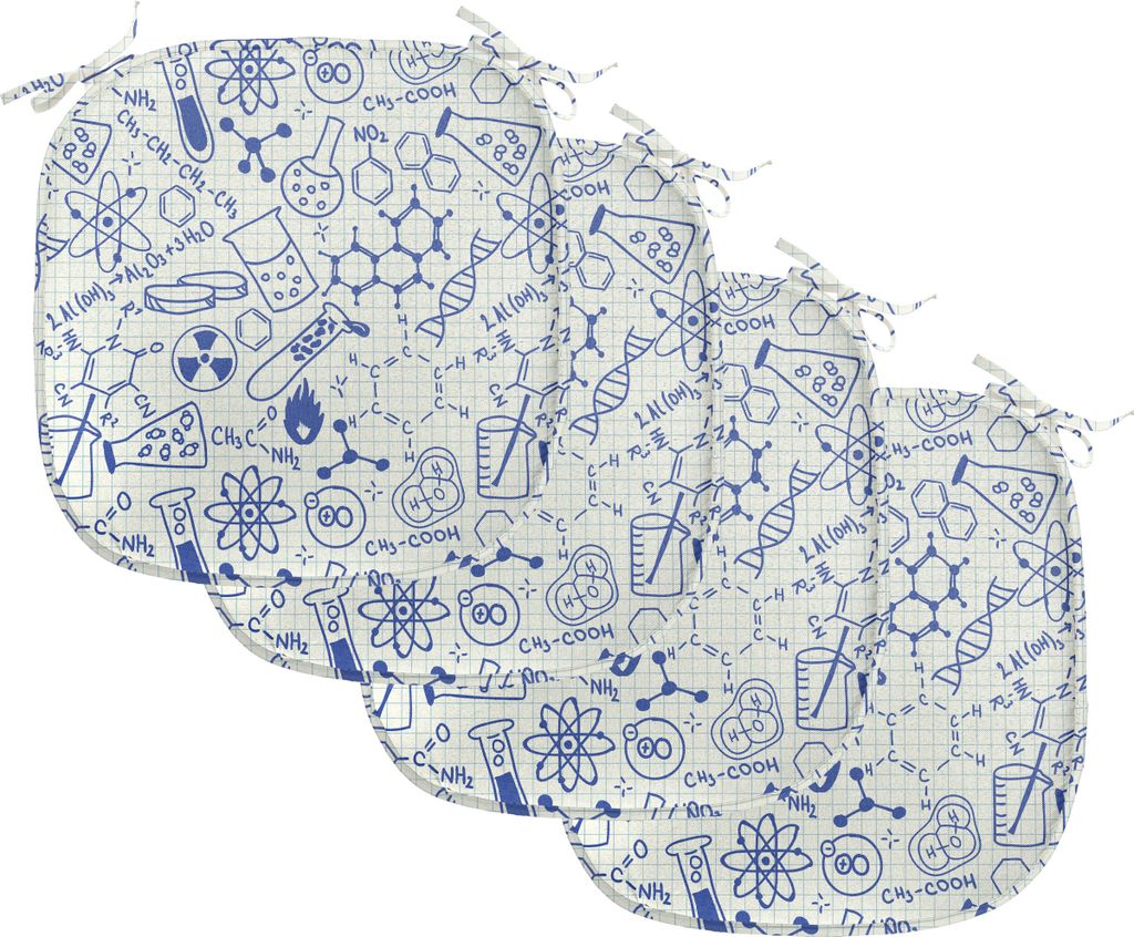 ABAKUHAUS Kinder Polster für Esszimmerstühle, Geometrie Chemie Theme, Dekoratives wasserfestes Kissen mit Riemen für Küchensitze, 40 cm x 40 cm...