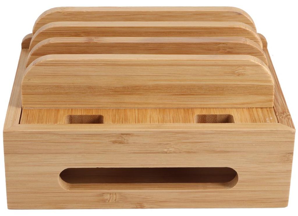 Home-Office-Tisch aus Bambus, Handy-Aufbewahrungsständer, Lade-Organizer