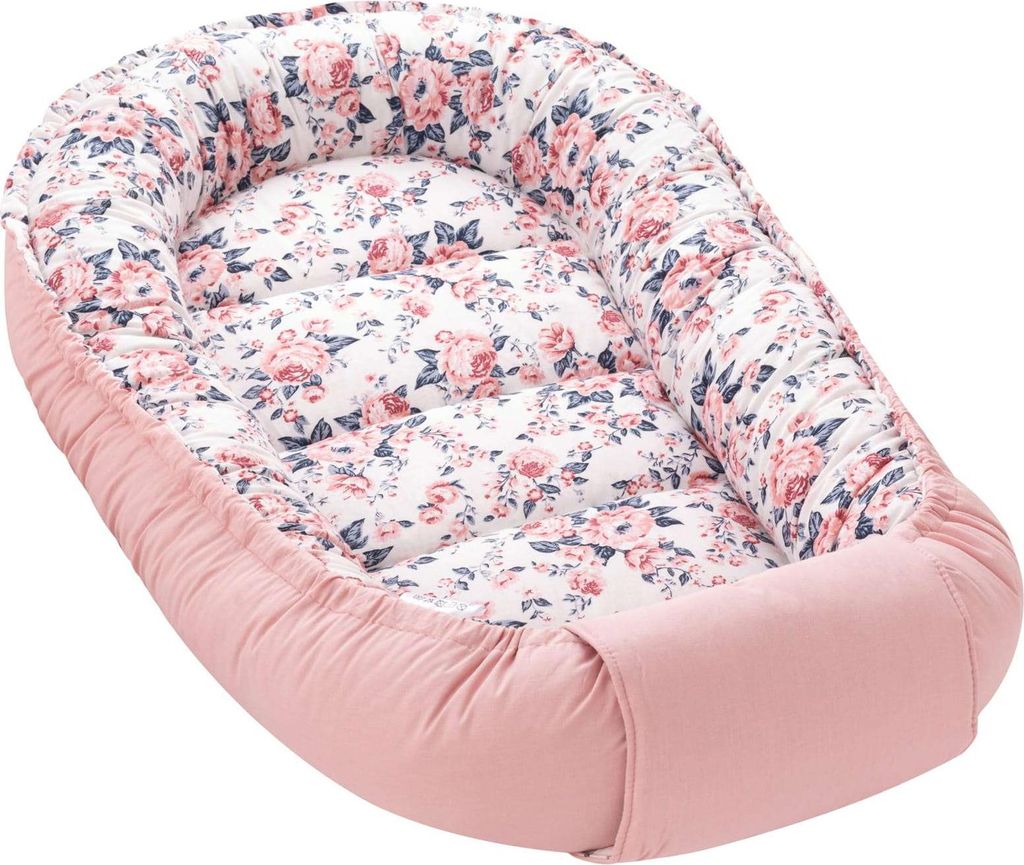 Babynest Kokon mit Rosenmuster, zweiseitig, 100x55cm, Produktbild 