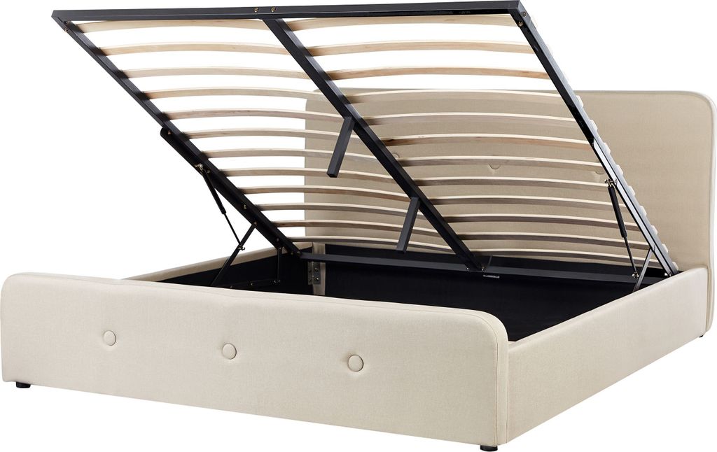 BELIANI Polsterbett Beige 180 x 200 cm Doppelbett Produktbild 