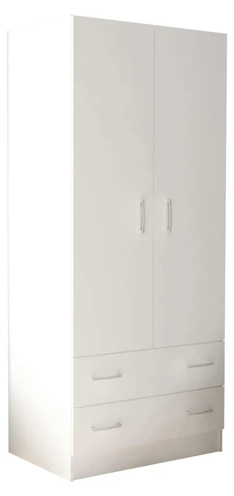 Armoire gain de place 2 portes et tiroirs pour chambre encombrée