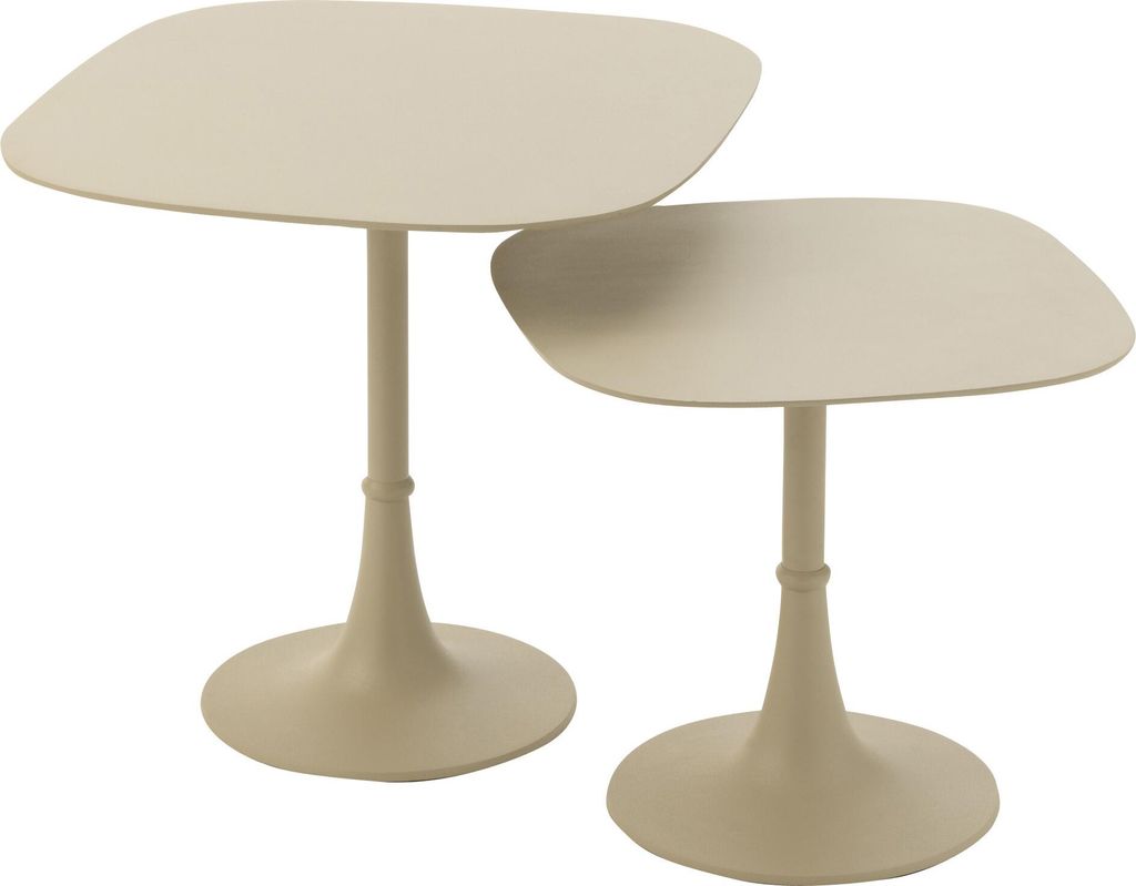 2er-Set Beistelltische aus Metall, quadratisch mit abgerundeten Kanten