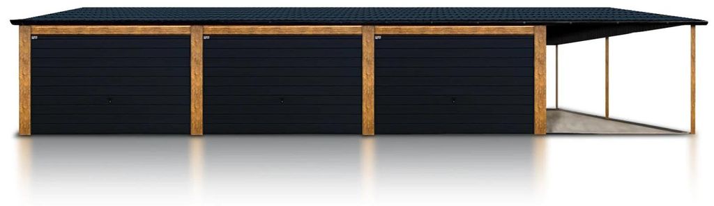 Fertiggarage für drei Autos 10.5x6m mit Carport 3m