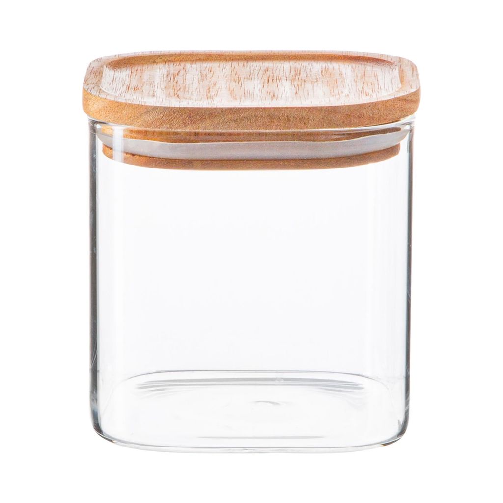 Quadratisches Vorratsglas aus Glas mit Holzdeckel – 680 ml