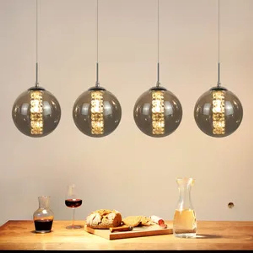 ZMH lampa wisząca stół jadalny 4 płomienie szara lampa Zdjęcie produktu 