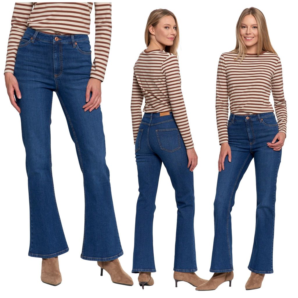 Moraj Damen Jeans High Waist Straight Leg – Blau, Größe L, bequem