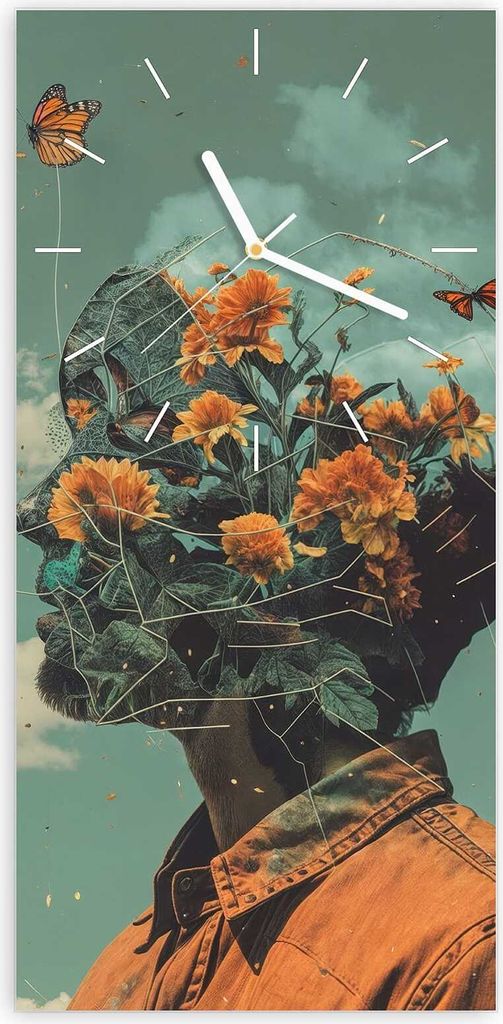 Wanduhr aus Glas mit Motiv Natur Vision- 30 x 60 cm - inkl. Aufhängesystem