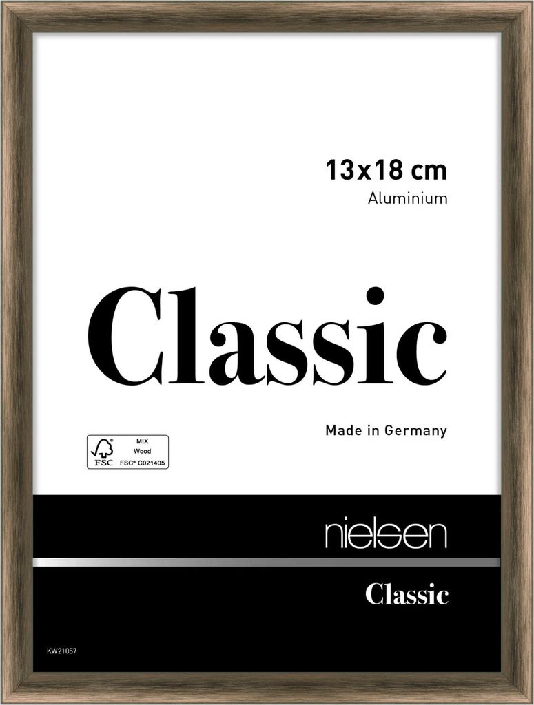 nielsen Aluminium Bilderrahmen Classic, 13x18 cm, Struktur Walnuss