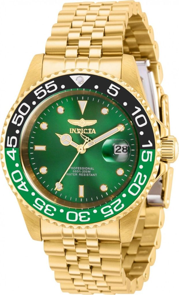 Invicta Pro Diver 36044 Herrenuhr - Quarzwerk - Edelstahl mit grünem Zifferblatt - 40 mm