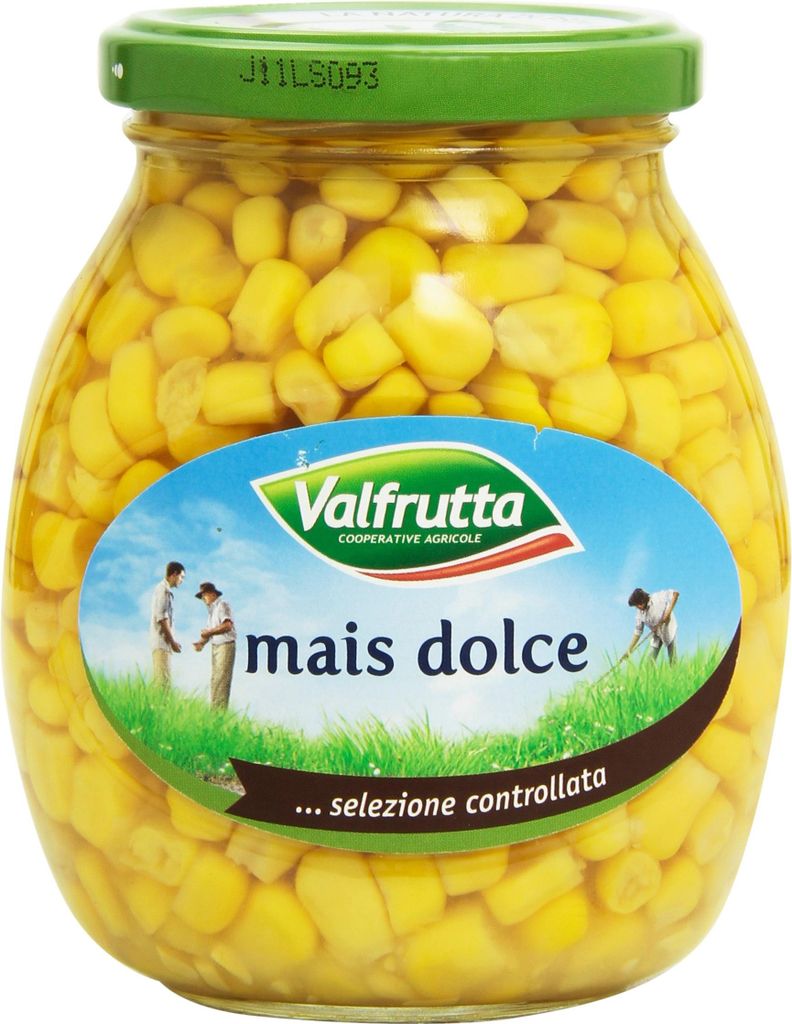 12x Valfrutta Mais Dolce Italiano,Weicher und Natürlich süßer Italienischer Gedämpfter Mais,Glas 360g + Italian Gourmet Polpa di Pomodoro 400g ...