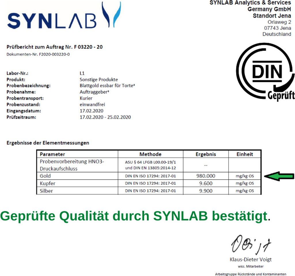 Essbares Blattgold 10 Stk - 4,3x4,3cm - Labores Blattgold Produktbild 4