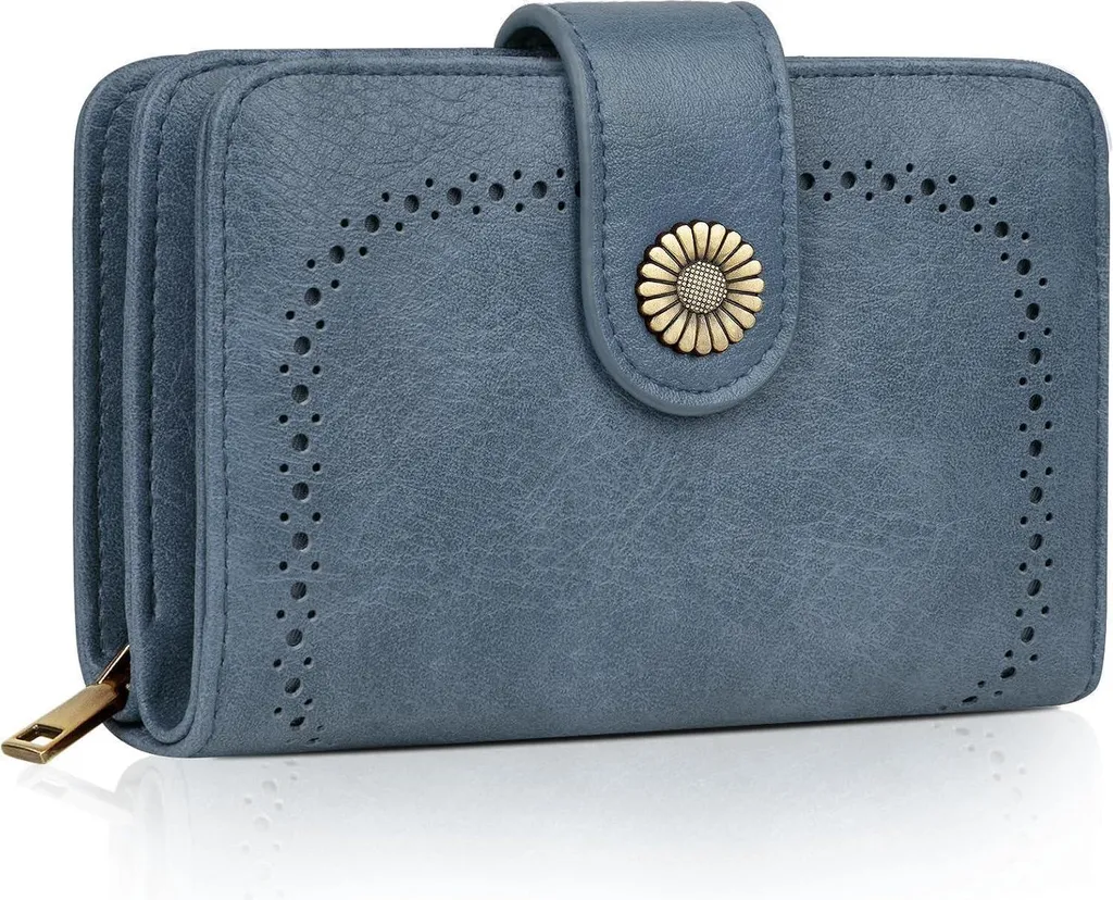 Portefeuille femme vintage bleu clair idéal pour sac à main RFID