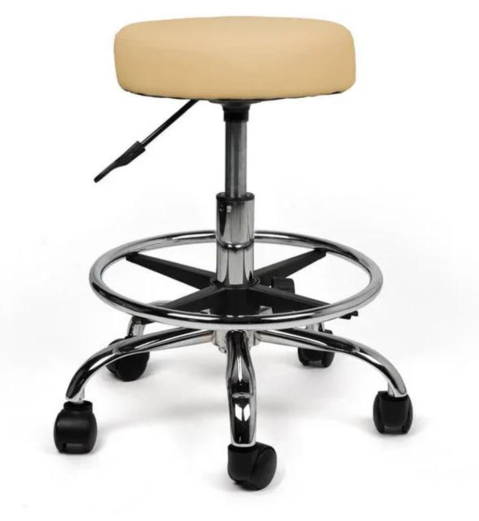 Ergonomisch Rollhocker Beige - Niedrig / mit Fußstütze / Weiche Räder