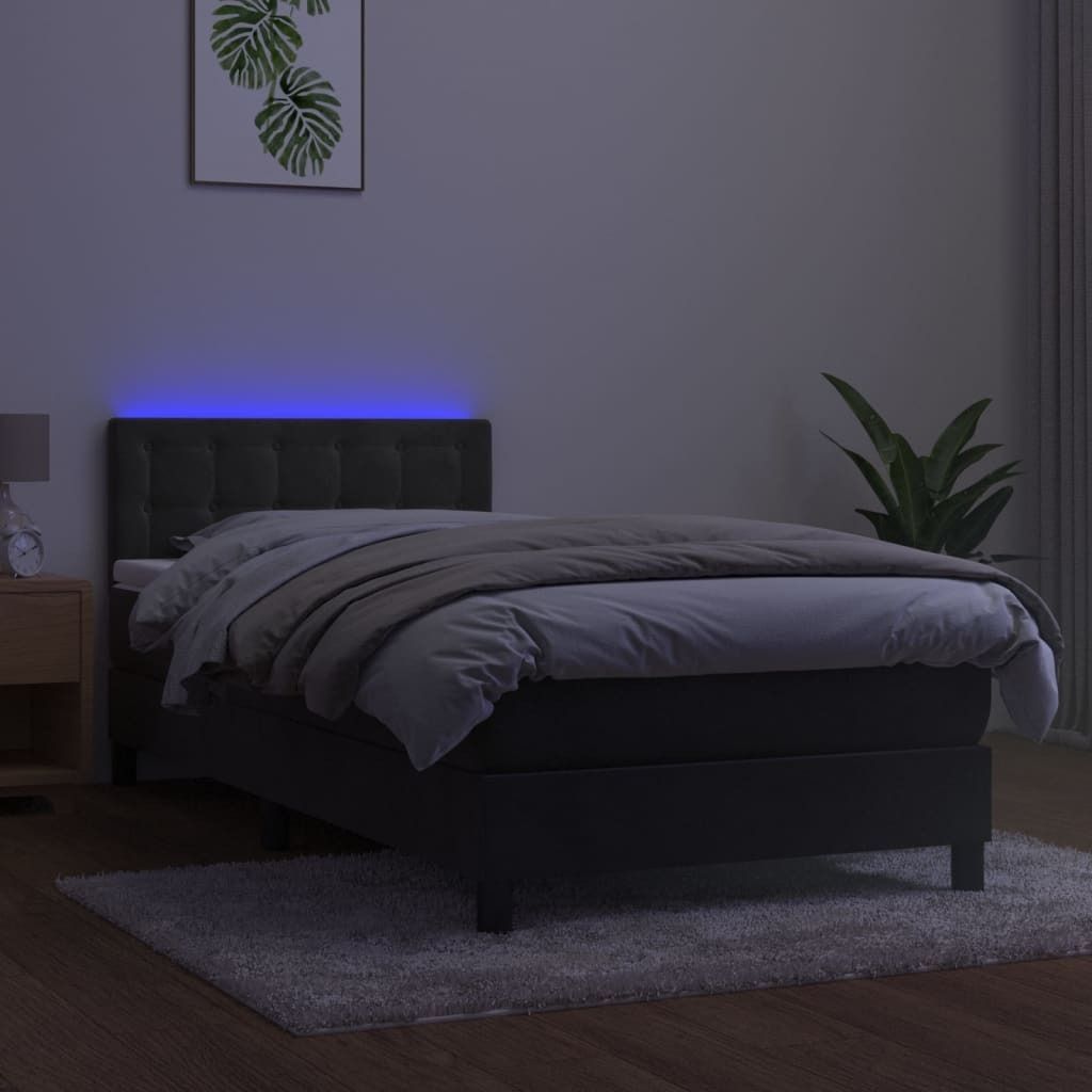Maison Exclusive - Boxspringbett mit Matratze & LED Dunkelgrau 100x200 cm Samt
