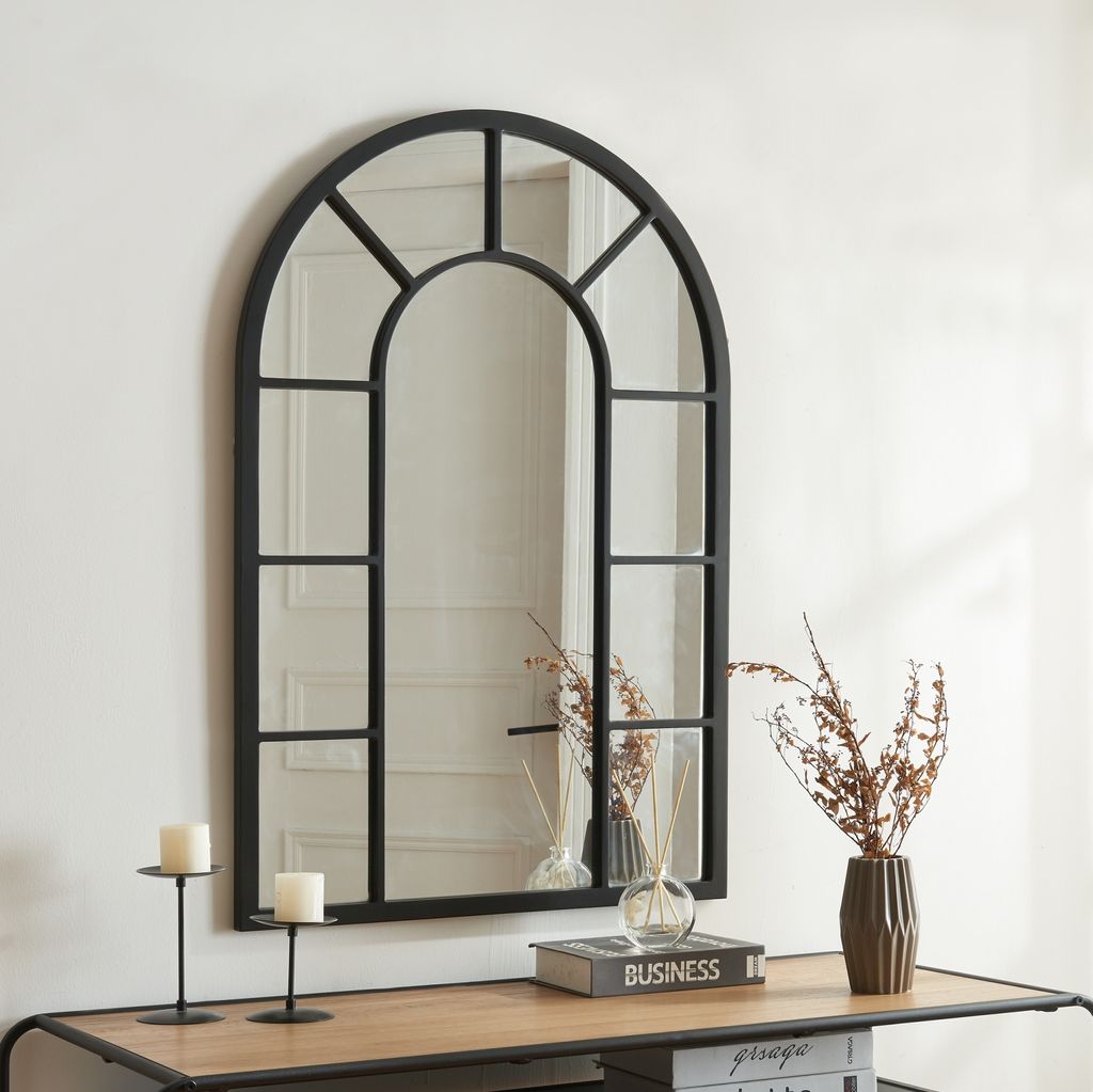 Lustro ścienne 'Enonkoski' z ramą MDF 90 x 60 cm czarne Zdjęcie produktu 