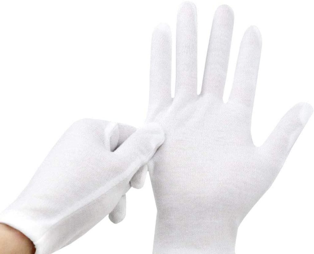 Weiße Baumwollhandschuhe one Größe Trikothandschuhe weiss Stoffhandschuhe 