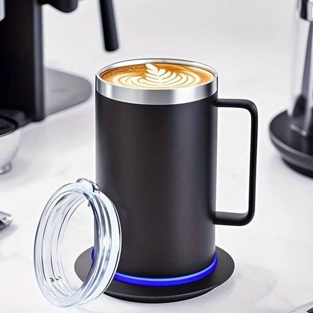 Doppelwandiger Heißhalter aus Edelstahl 304, 500 ml, konstanter Temperatur von 60°C, 10-Stunden-Timer.