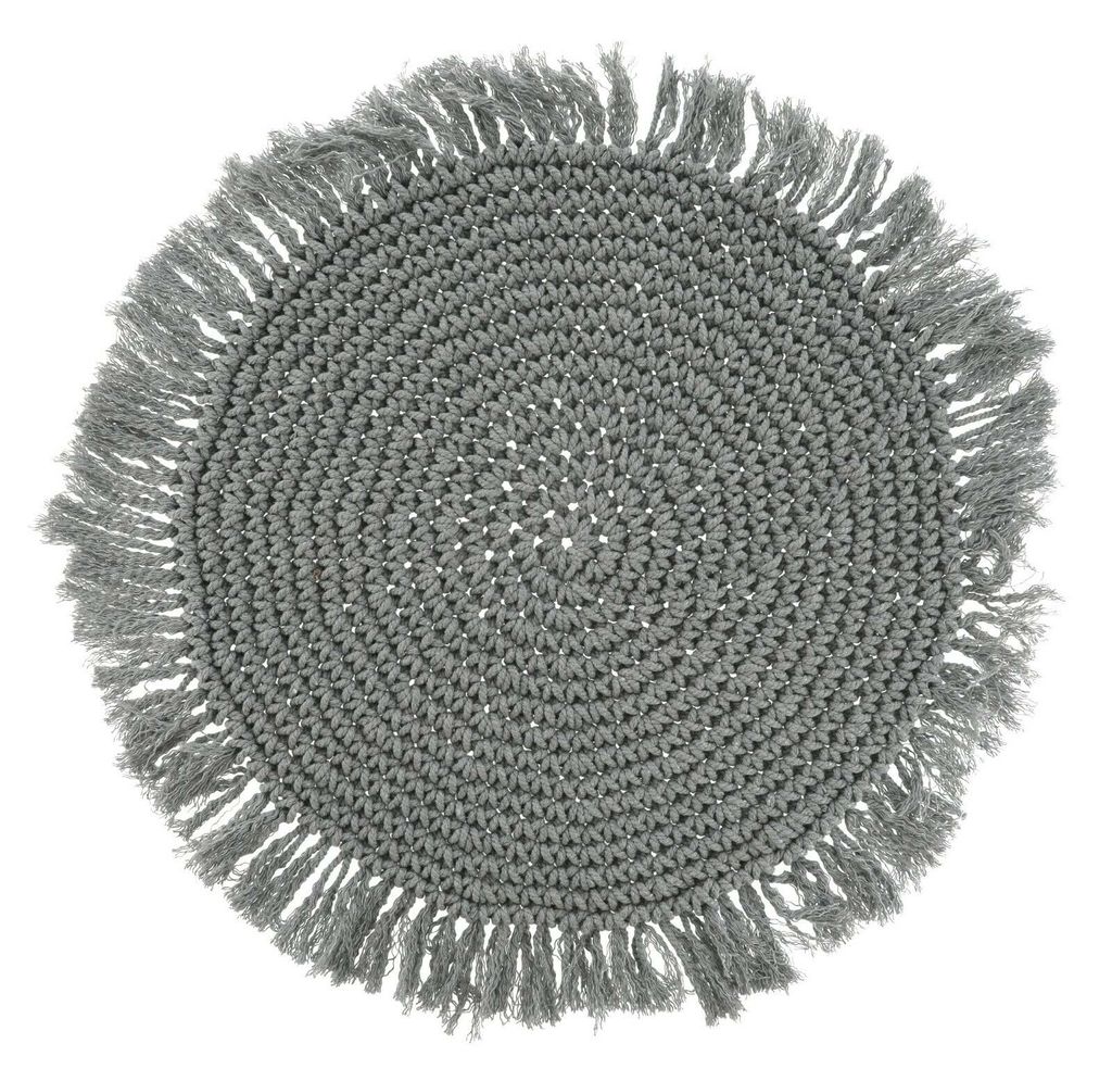 Meinposten Tischset Makramee rund 38 cm grau – Boho Platzset als Tischdeko & Untersetzer – dekoratives Deko Set für Esstisch