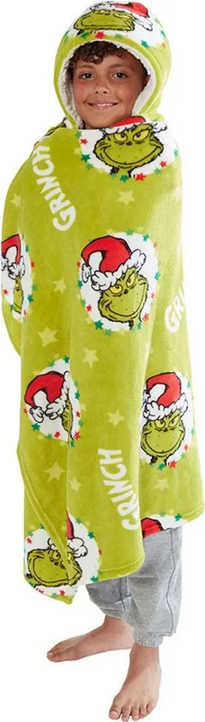 Sweat à Capuche Géant Grinch pour Enfant - Plaid Portable Douillet Vert