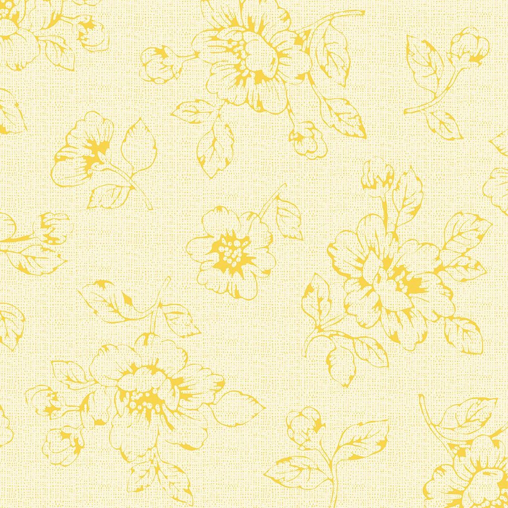 Spanlin-Bio Serviette Rita in Creme-Gelb, 40 x 40 cm, 1/4 Falz, 30 Stück - zartes Blütendesign