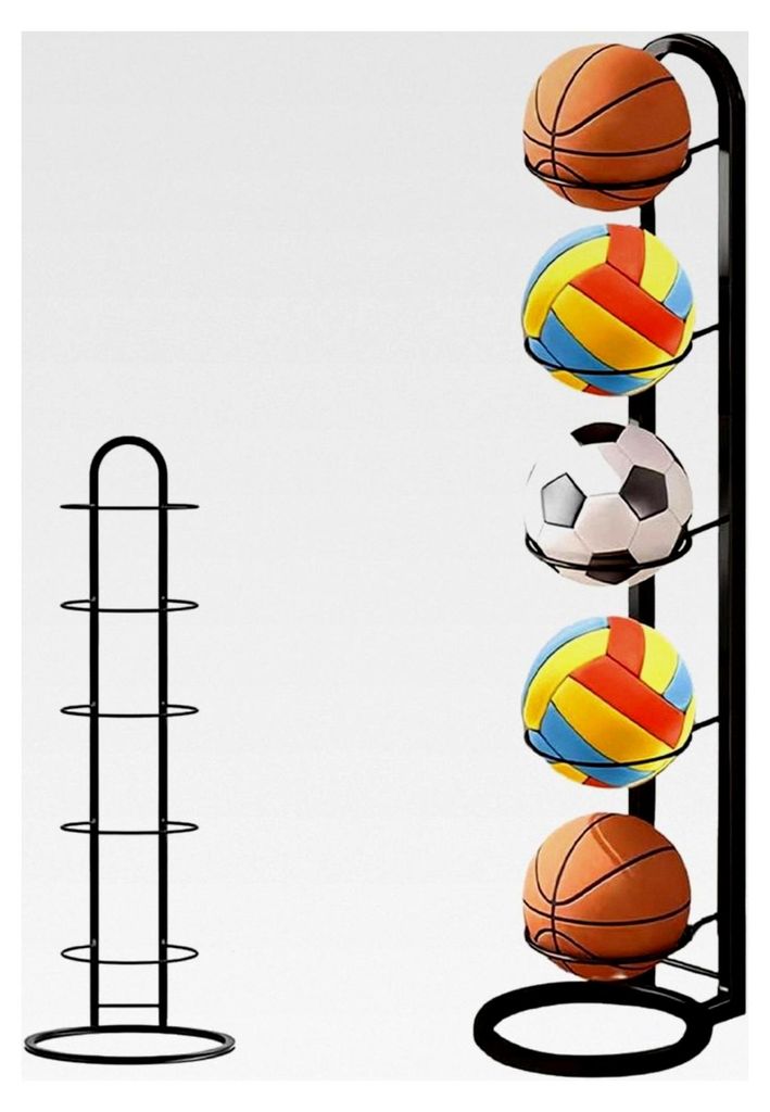5-stufiges Basketball Aufbewahrungsregal, Balllagerregal, Abnehmbarer Ballhalter für Basketball, Abnehmbares Standregal, Ballaufbewahrung für Fu...