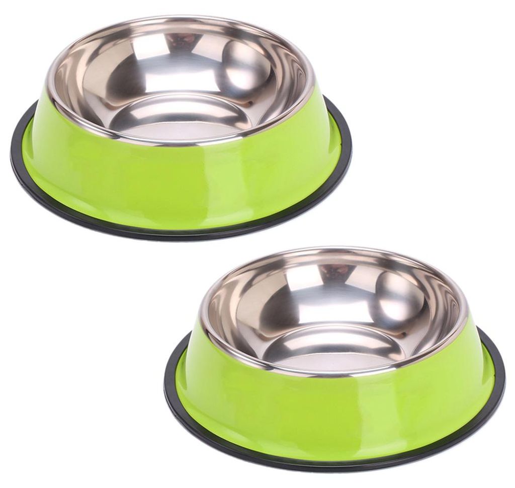 Edelstahl-Hundenäpfe, rutschfeste, stapelbare Futter- und Wassernäpfe für Welpen (2er-Pack), grün