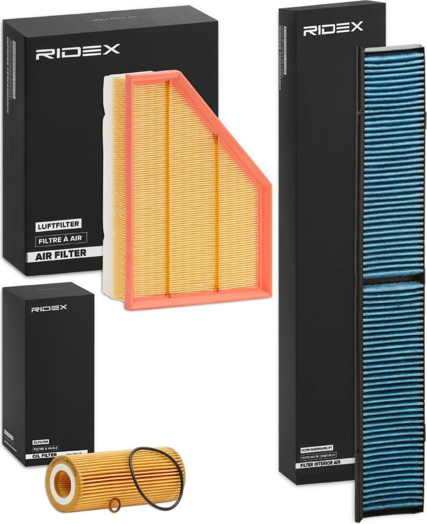 RIDEX Filterset Inspektionspaket Filtersatz für BMW 3 Touring (E91) 3 Limousine (E90) 1 Schrägheck (E87) 3 Cabrio (E93) 1 Schrägheck (E81) 1 Cabrio