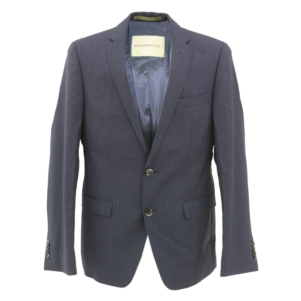 30767 Benvenuto, Francesco, Herren Sakko Jacket Übergangsjacke, Gabardine, marineblau gestreift, 56