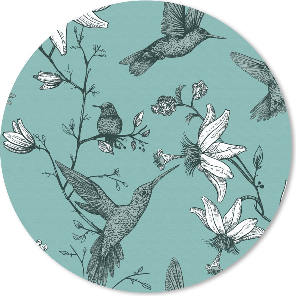 MuchoWow Mauspad Mousepad Muster - Vogel - Blume 30x30 cm - Mousepads - Maus Mat - Pad - Mausunterlage - Tischunterlage - Schreibtischmatten