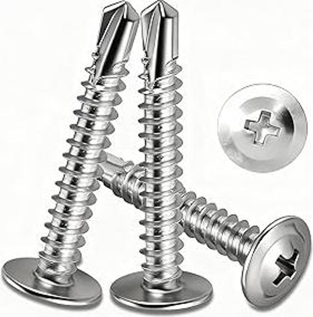 100 Stück 4.2x25mm Selbstschneidende Schrauben 410 Edelstahl, Hochfeste Metall Selbstschneidend Blechschrauben, Phillips Kopf Selbst Edelstahlschr...
