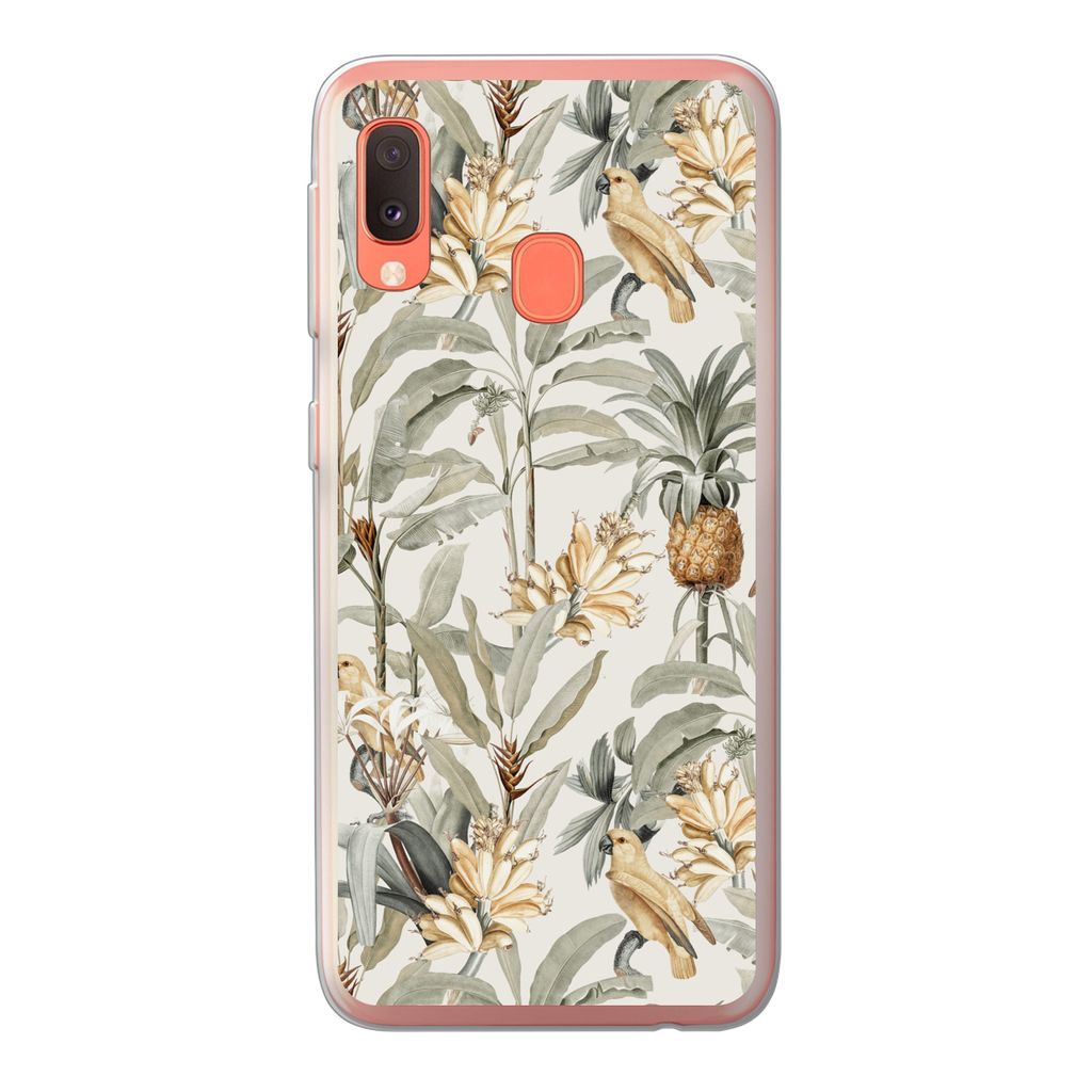 MuchoWow Handyhülle Schutzhülle Hülle für Samsung Galaxy A20e Blume - Ananas - Tropisch Silikon Softcase Handy Hülle - Abdeckung