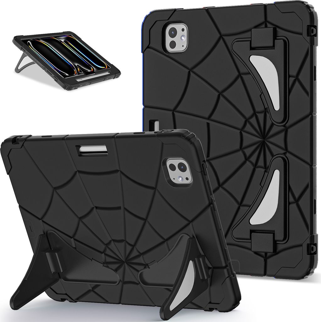 Schutzhülle für iPad Pro 11 Zoll M4 (2024) Hülle Robuste Stoßfeste Ständer für Kinder Jungen Schwarz