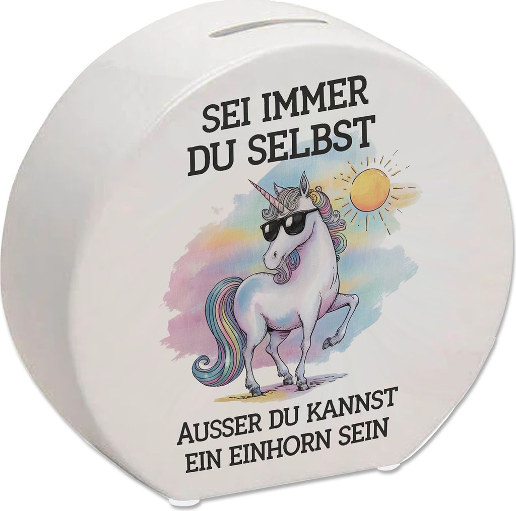 Einhorn mit Sonnenbrille Spardose Sei ein Einhorn