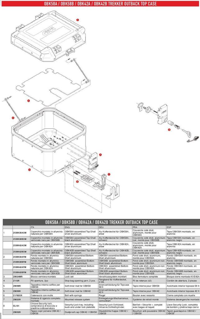 Riegel GiVi Koffer für TRK52 - OBK42 - OBK58 DLM46 - DLM30 Image du produit 