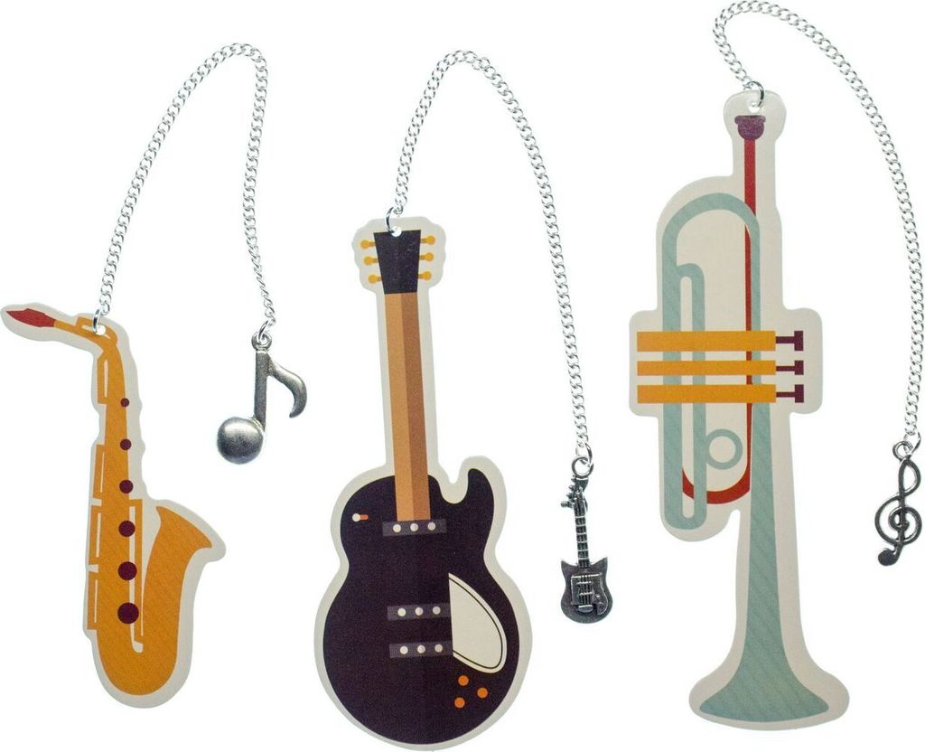 3x Musikinstrument Lesezeichen Miniblings Instrument Musik Buch Gitarre Trompete