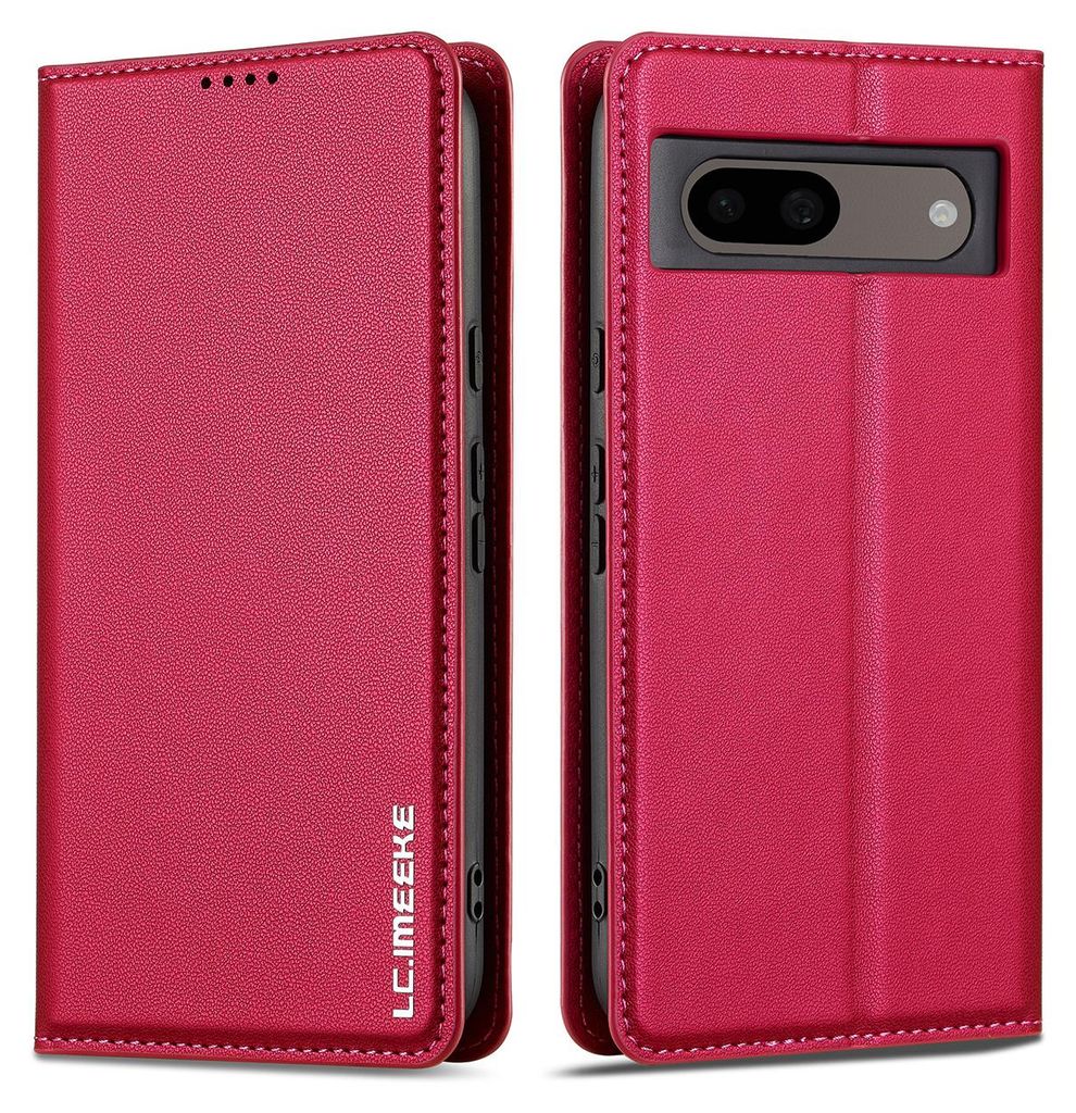 Handyhülle für Google Pixel 8, Magnetische Flip Leder Hülle mit Kartenfach und Standfunktion Rot
