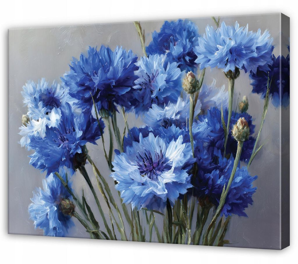Leinwandbild Blumen Natur Aquarell - 60x40 cm - Wandbilder Wohnzimmer Schlafzimmer - Leinwand Leinwandbild Blau - SPP16465O4