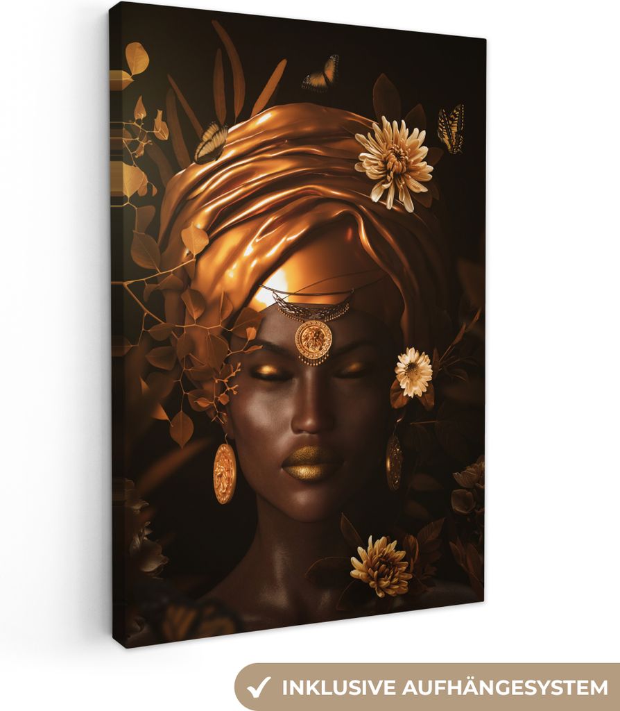 OneMillionCanvasses - Leinwandbilder - 90x140 cm, Frau - Blumen - Accessoires, Wandbilder Kunstdruck Wanddekoration - Wandschmucke - Schlafzimmer