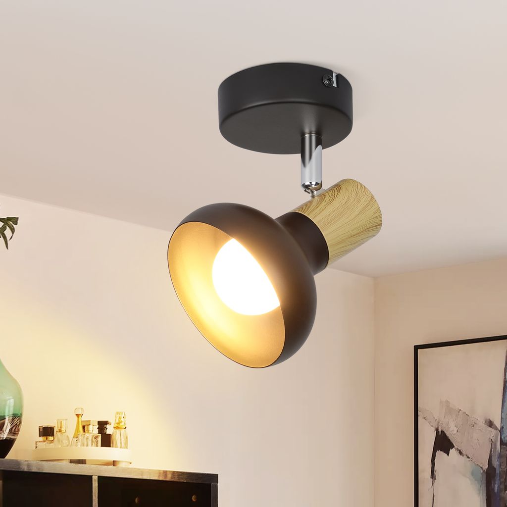 ZMH Deckenleuchte Schwarz Deckenstrahler Vintage - Deckenlampe Industrial 1 Flammig Flurlampe Innen Eisen Lampenschirm Strahler E14 Deckenspots fü...