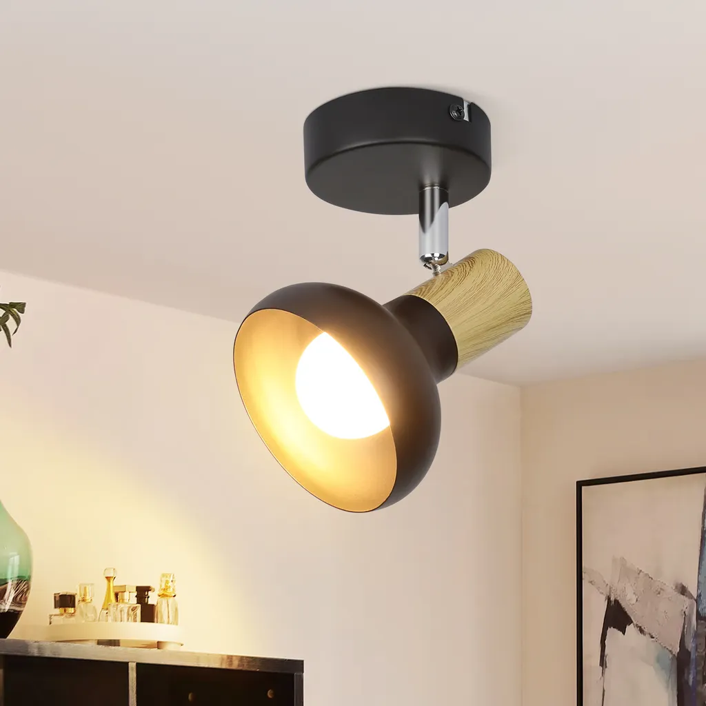 ZMH Faretto Soffitto Nero Vintage Plafoniera Industriale E14 Ferro
