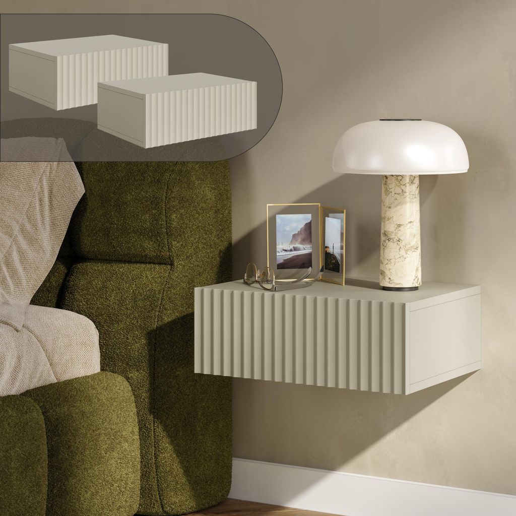Schwebender Nachttisch 'Nand' 2er Set mit Schublade 42 x 30 Produktbild 