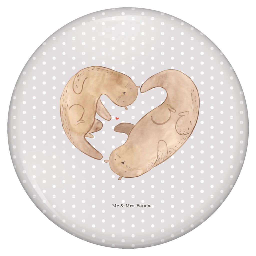 Mr. & Mrs. Panda Pin Otter Herz - Grau Pastell - Geschenk, Plakette, Ansteckschmuck, Button, Badge, Verlobung, Seeotter, Liebe, Anstecker
