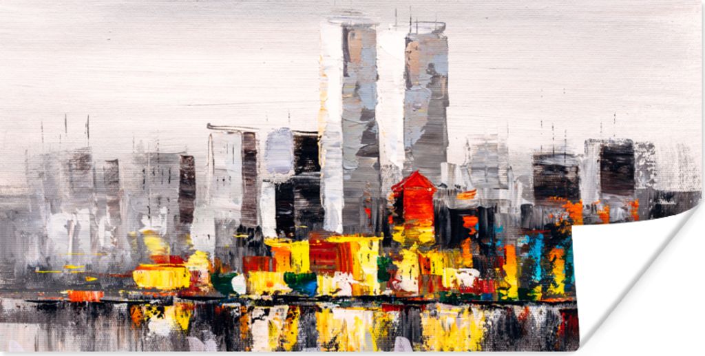 MuchoWow Poster Gemälde - Skyline - Farben - Ölfarbe 160x80 cm - Foto Poster