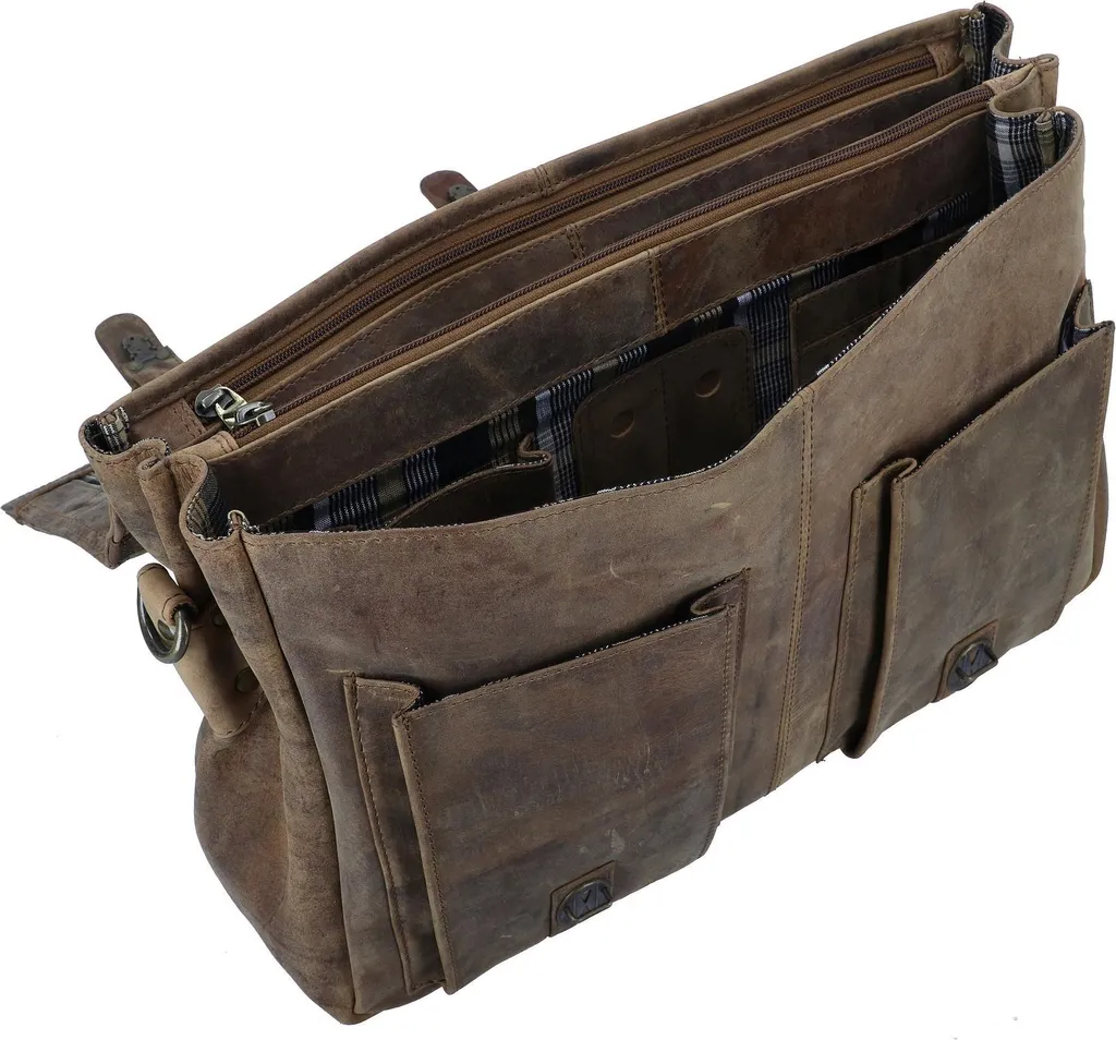Sac Porte-Documents Harold's Antic Cuir Marron - Serviette Pro Compacte - 14