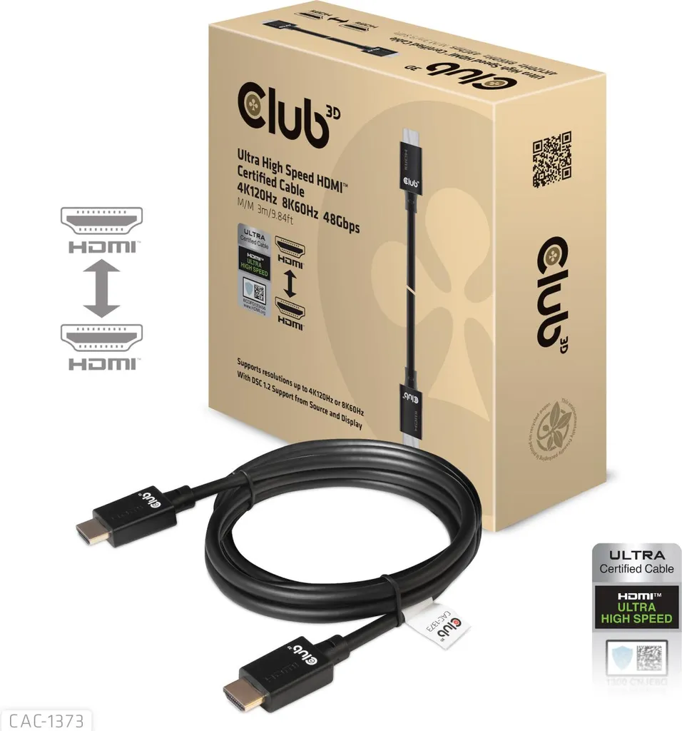 Cavo HDMI 2.1 Club3D 3m: Ultra High Speed 10K HDR per PS5 e PC
