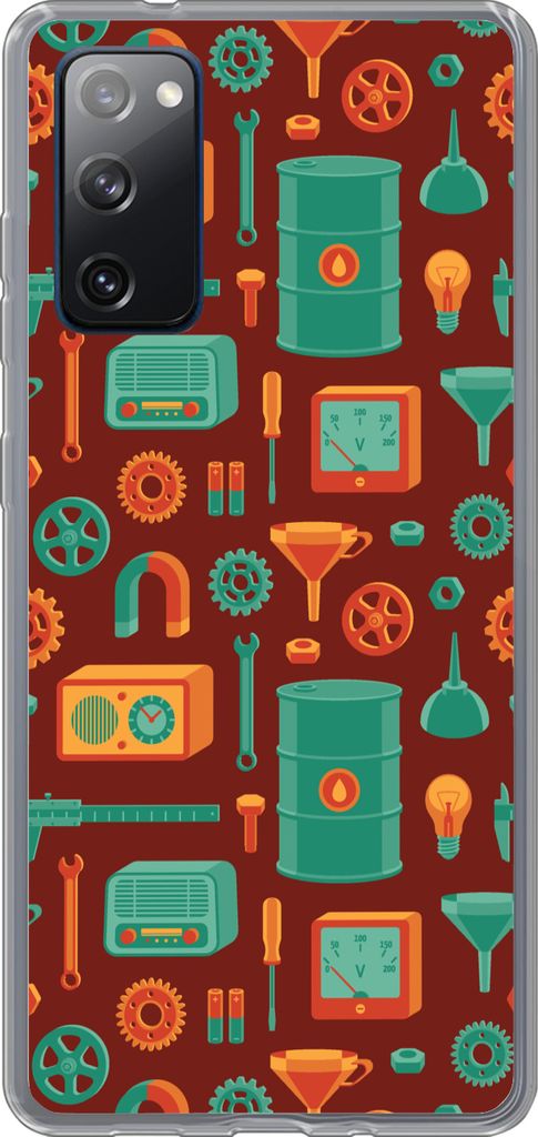 MuchoWow Handyhülle Schutzhülle Hülle für Telefoonhoesje Samsung Galaxy S20 FE Muster - Retro - Werkzeuge Silikon Softcase Handy Hülle - Abd...
